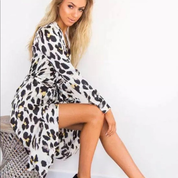 Leopard Print, Faux -Wrap Dress - Picture 2 of 4